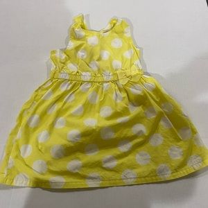 Cherokee toddler girl yellow and white summer polka dot dress size 3t